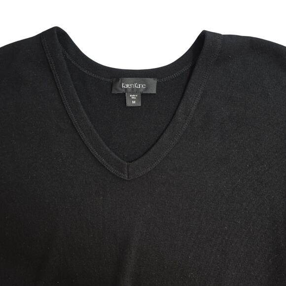 Karen Kane Women Sz M Black Grey Colorblock Whimsigoth Made in USA Knit Tunic - Picture 4 of 11